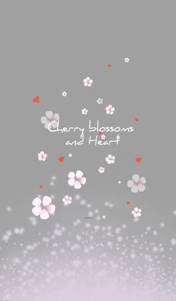 [LINE着せ替え] グレー : 春の恋愛運上昇 桜とハートの画像1