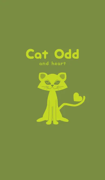[LINE着せ替え] 猫のオッドとハート 草色の画像1