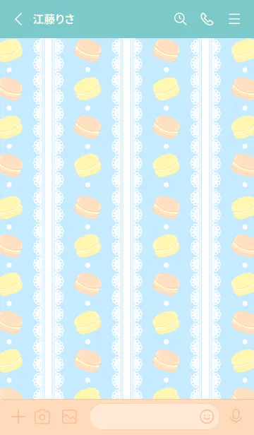 [LINE着せ替え] race and macaron on pink and sky blue JPの画像2