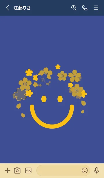 [LINE着せ替え] スマイル＆桜 コーンフラワーブルーの画像2