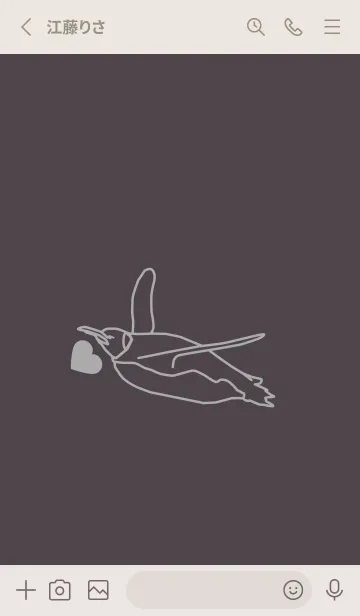 [LINE着せ替え] ペンギンとハート チャコールグレイの画像2