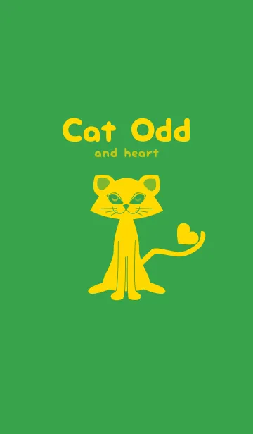 猫のオッドとハート パロットグリーンのLINE着せ替え