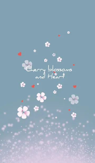 [LINE着せ替え] ベージュと青 : 春の恋愛運上昇 桜とハートの画像1