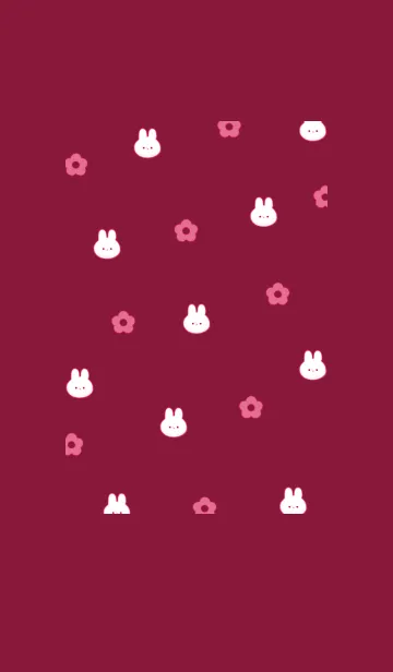 [LINE着せ替え] チビうさと花✿マゼンタ02_1の画像1