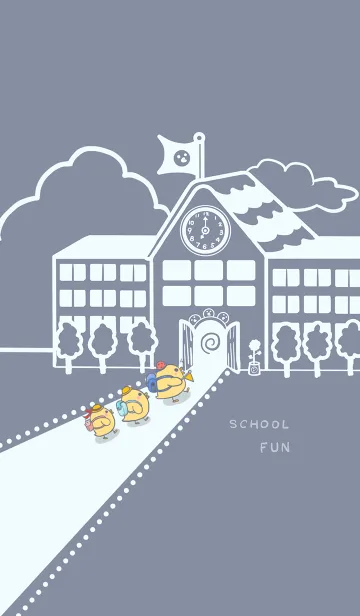 [LINE着せ替え] Yellow Duck School fun-gray blue (Bl3)の画像1