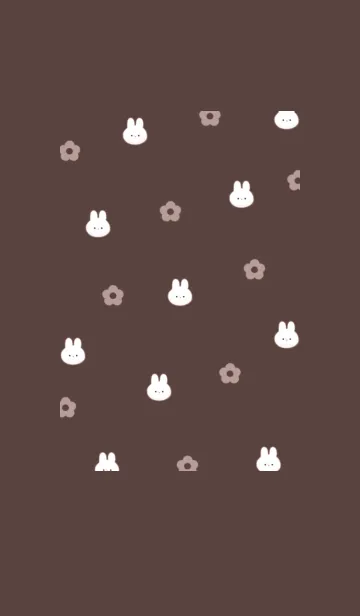 [LINE着せ替え] チビうさと花✿チョコレートブラウン03_1の画像1