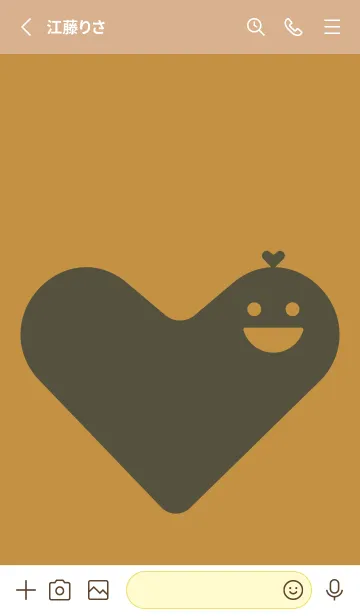 [LINE着せ替え] ハート型の着せかえ 黄土色の画像2