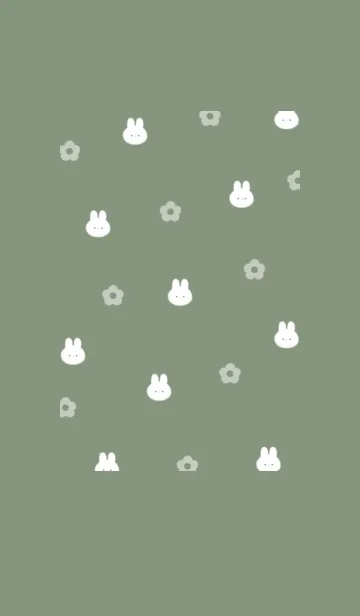 [LINE着せ替え] チビうさと花✿セージグリーン08_1の画像1