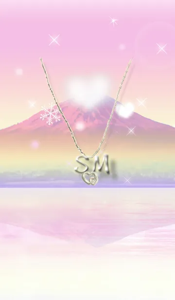 [LINE着せ替え] イニシャル27 S&M （ハートの雲と富士山）の画像1