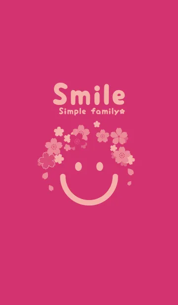 [LINE着せ替え] スマイル＆桜 紅色の画像1