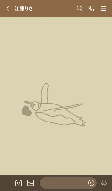 [LINE着せ替え] ペンギンとハート 砂色の画像2