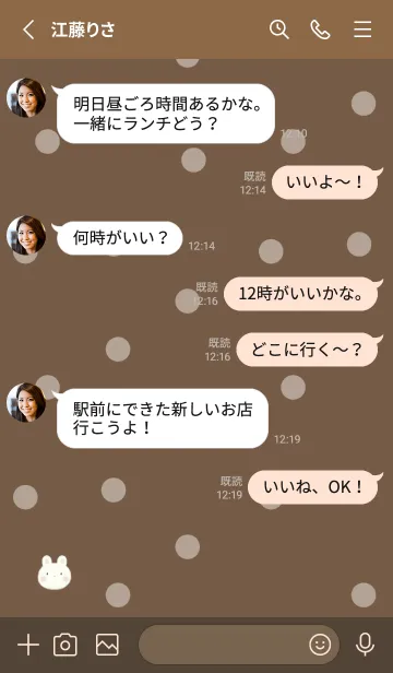 [LINE着せ替え] ふわふわうさぎ -ブラウン- ドットの画像3