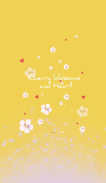 [LINE着せ替え] 黄色 : 春の恋愛運上昇 桜とハートの画像1