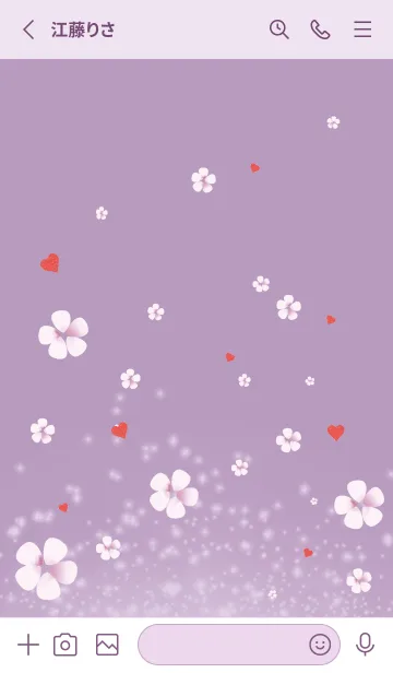 [LINE着せ替え] 紫 : 春の恋愛運上昇 桜とハートの画像2