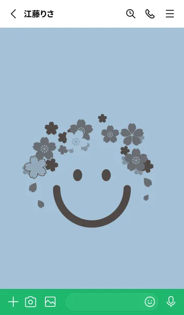 [LINE着せ替え] スマイル＆桜 スモークブルーの画像2