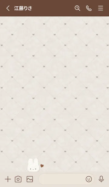 [LINE着せ替え] ふわもこ うさぎ Tile1 - D ベージュの画像2