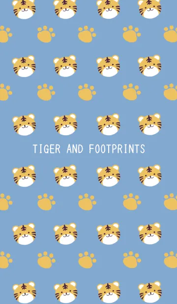 [LINE着せ替え] トラと足跡の着せかえ/くすみブルーの画像1