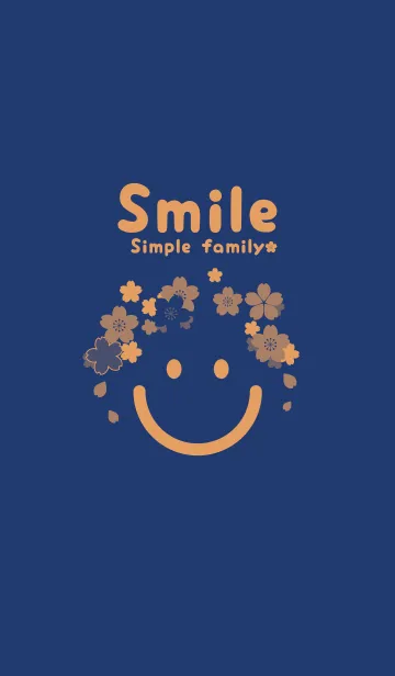 [LINE着せ替え] スマイル＆桜 紺色の画像1