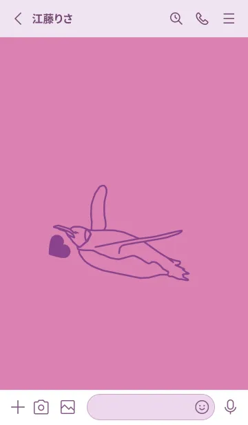 [LINE着せ替え] ペンギンとハート オーキッドピンクの画像2