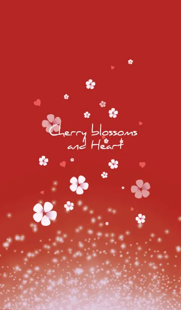 [LINE着せ替え] 赤 : 春の恋愛運上昇 桜とハートの画像1