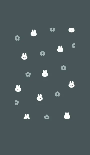 [LINE着せ替え] チビうさと花✿ダークグリーン10_1の画像1