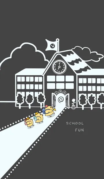 [LINE着せ替え] Yellow Duck School fun-dark gray (Bl3)の画像1