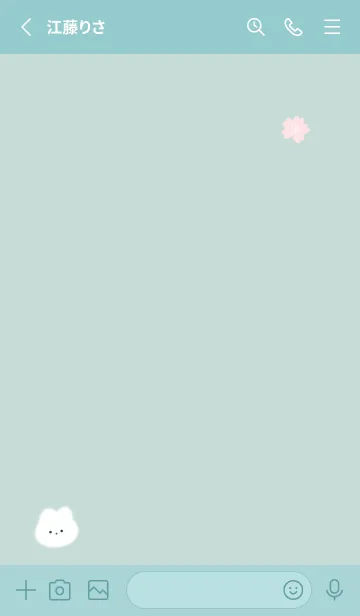 [LINE着せ替え] ふわ兎と桜✿ブルーグリーン07_1の画像2
