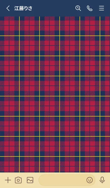 [LINE着せ替え] Check Pattern.NAVY&RED 5の画像2