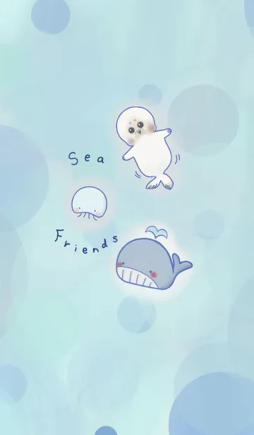 [LINE着せ替え] 海のおともだち*クラゲ・クジラ・アザラシ*の画像1