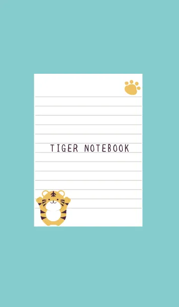 [LINE着せ替え] トラと足跡のノート/ミントグリーン/ピンクの画像1