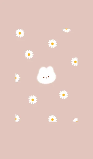 [LINE着せ替え] ウサギとデイジー✿ピンクブラウン09_1の画像1