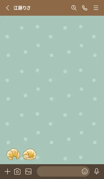 [LINE着せ替え] クロワッサン猫 -ミント- ドットの画像2