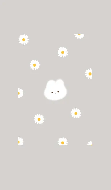 [LINE着せ替え] ウサギとデイジー✿グレージュ02_1の画像1