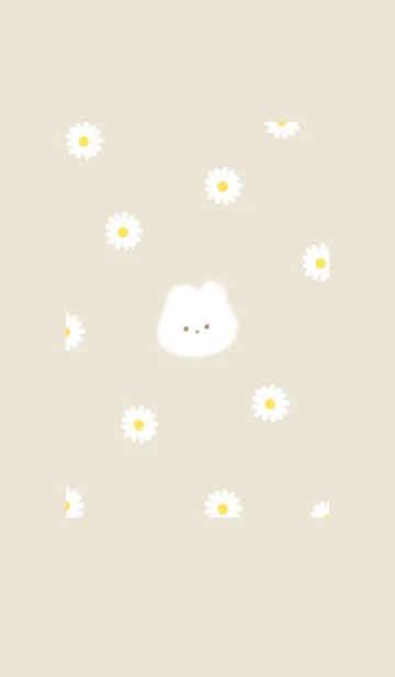 [LINE着せ替え] ウサギとデイジー✿ベージュ05_1の画像1