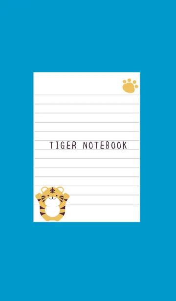 [LINE着せ替え] トラと足跡のノート/ブルー/レモンイエローの画像1