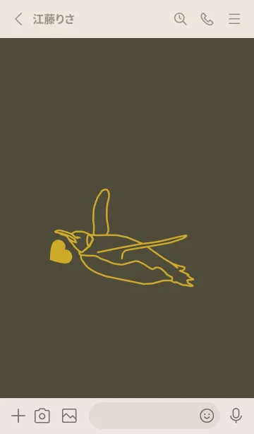 [LINE着せ替え] ペンギンとハート 黒紫の画像2