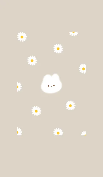 [LINE着せ替え] ウサギとデイジー✿ブラウン03_1の画像1