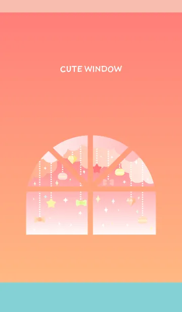 [LINE着せ替え] かわいい窓の着せかえ ピンクと水色の画像1