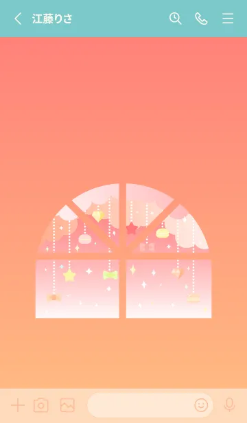 [LINE着せ替え] かわいい窓の着せかえ ピンクと水色の画像2