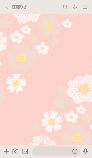 [LINE着せ替え] 白とベージュのお花 斜め14の画像2