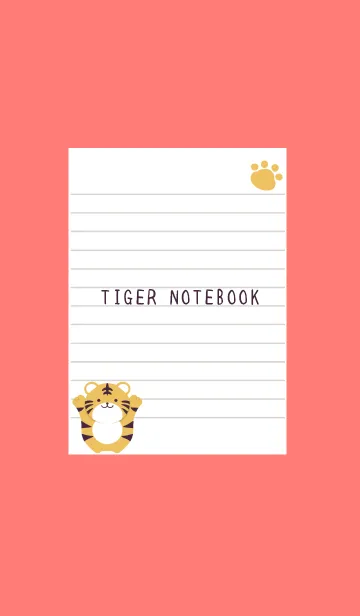 [LINE着せ替え] トラと足跡のノート/ピンクレッドの画像1