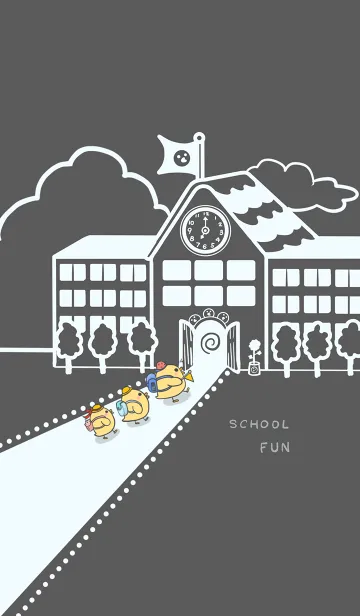 [LINE着せ替え] Yellow Duck School fun-Gray (Blue3)の画像1