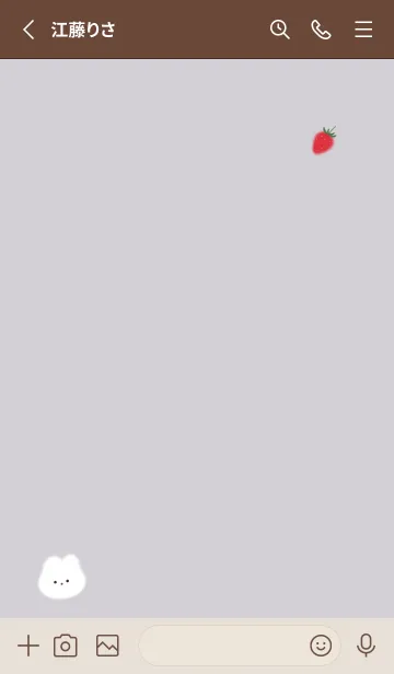 [LINE着せ替え] ゆるウサギと苺♥グレージュ02_1の画像2