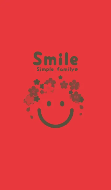 [LINE着せ替え] スマイル＆桜 シグナルレッドの画像1