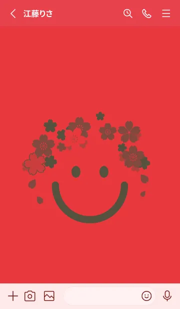 [LINE着せ替え] スマイル＆桜 シグナルレッドの画像2