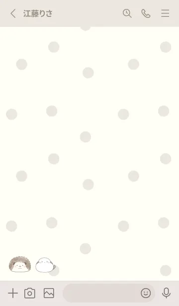 [LINE着せ替え] ハリネズミとシマエナガ -ベージュ- ドットの画像2