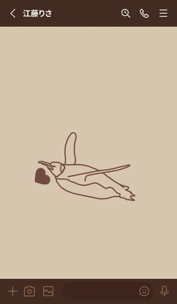 [LINE着せ替え] ペンギンとハート 亜麻色の画像2