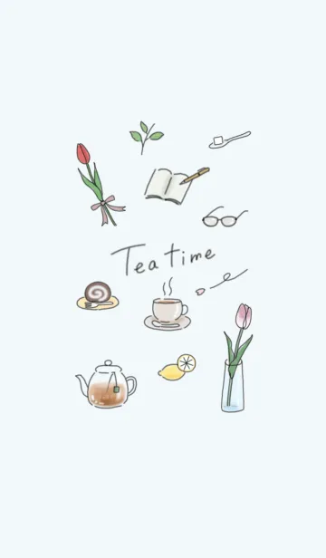 [LINE着せ替え] ティータイム✿ブルー13_1の画像1