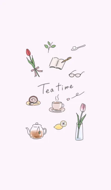 [LINE着せ替え] ティータイム✿ピンクパープル11_1の画像1