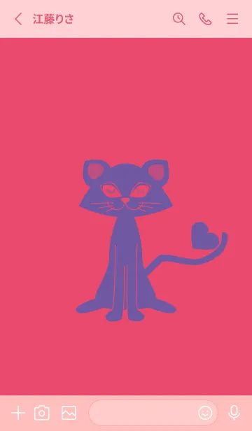 [LINE着せ替え] 猫のオッドとハート フクシャパープルの画像2